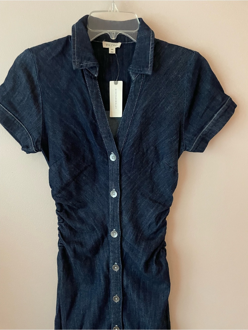 Anthropologie Greer Denim Midi Shirtdress by Pilcro in Midnight Wash Denim - Picture 5 of 9